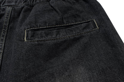 Drawstring Cargo Damage Denim Half Jeans WN25525