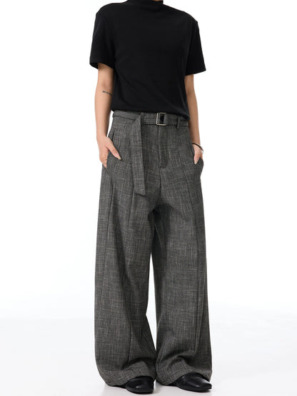 Houndstooth Linen Flare Trousers WN21442