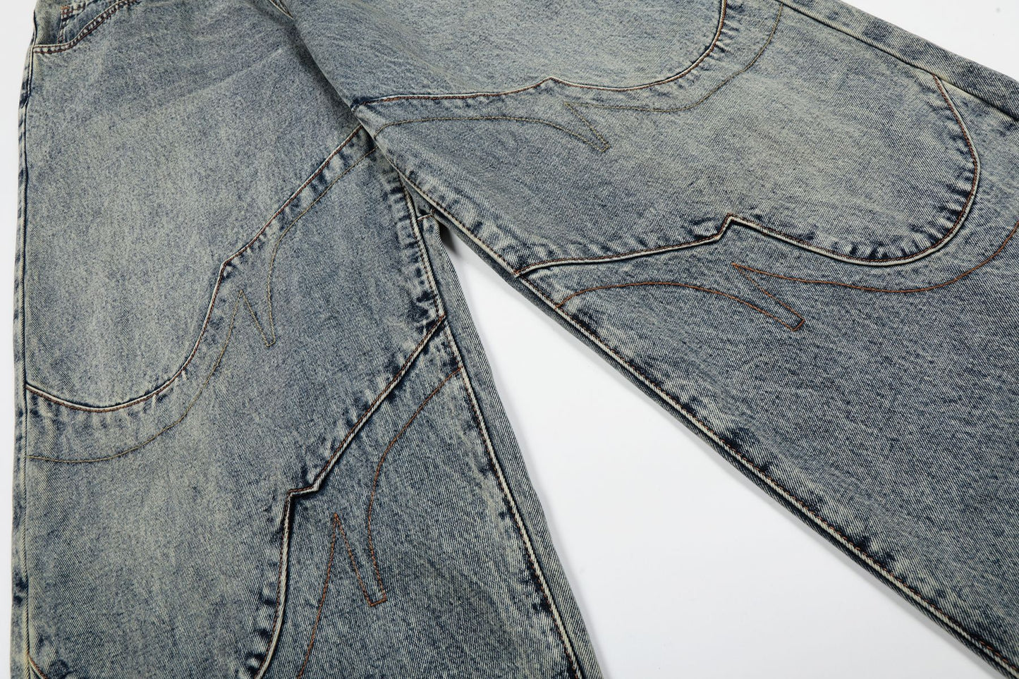 Deconstruction Patchwork Wide Leg Denim Jeans WN25851
