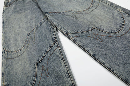 Deconstruction Patchwork Wide Leg Denim Jeans WN25851
