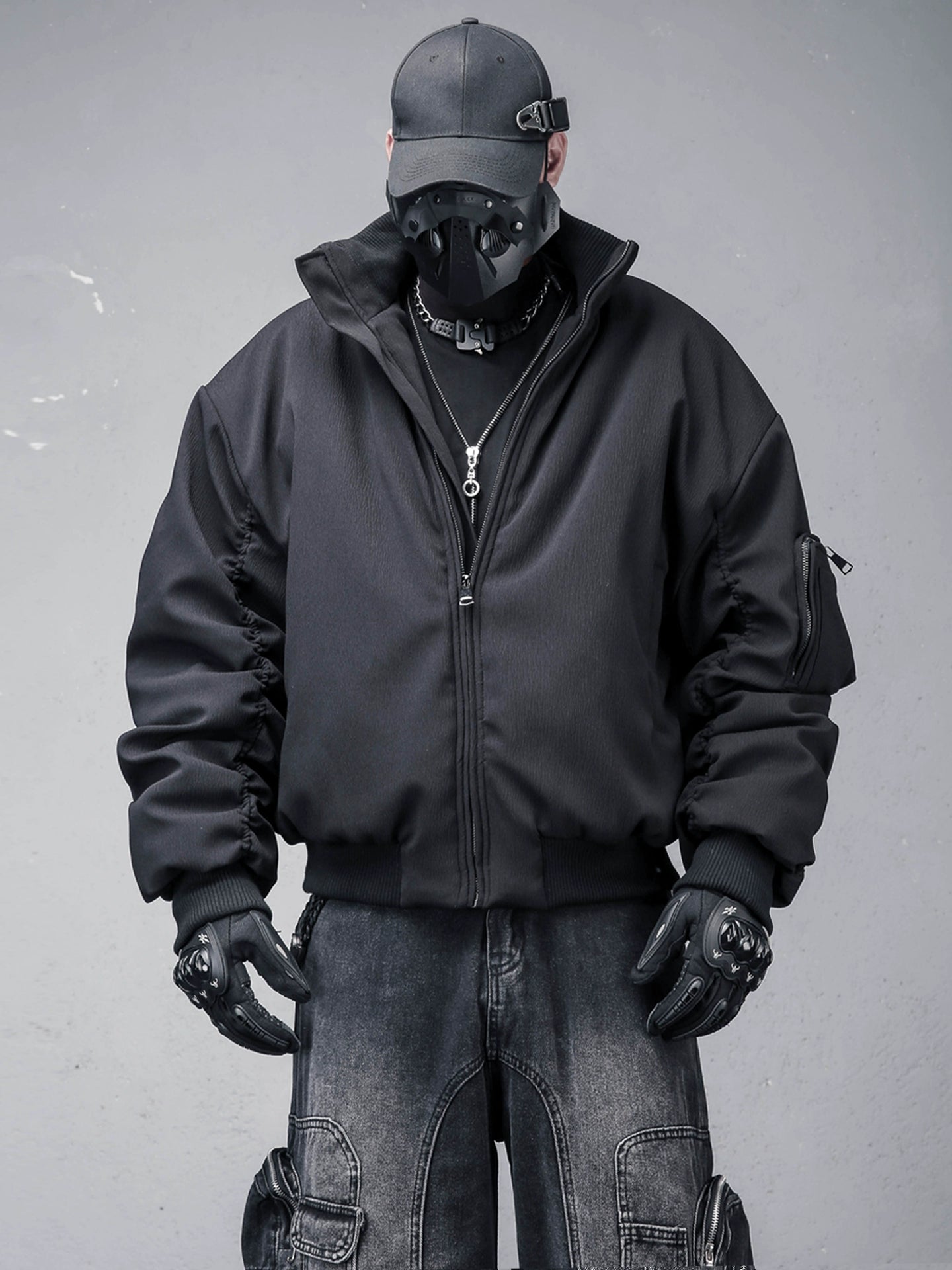 Oversize Stand Neck Short Padded Jacket WN22333