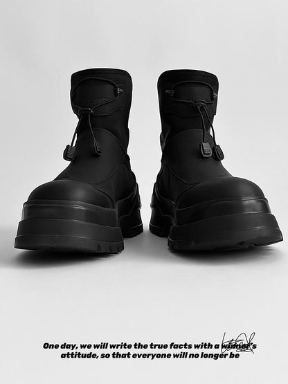 Matte Black Techwear Chunky Boots WN24499
