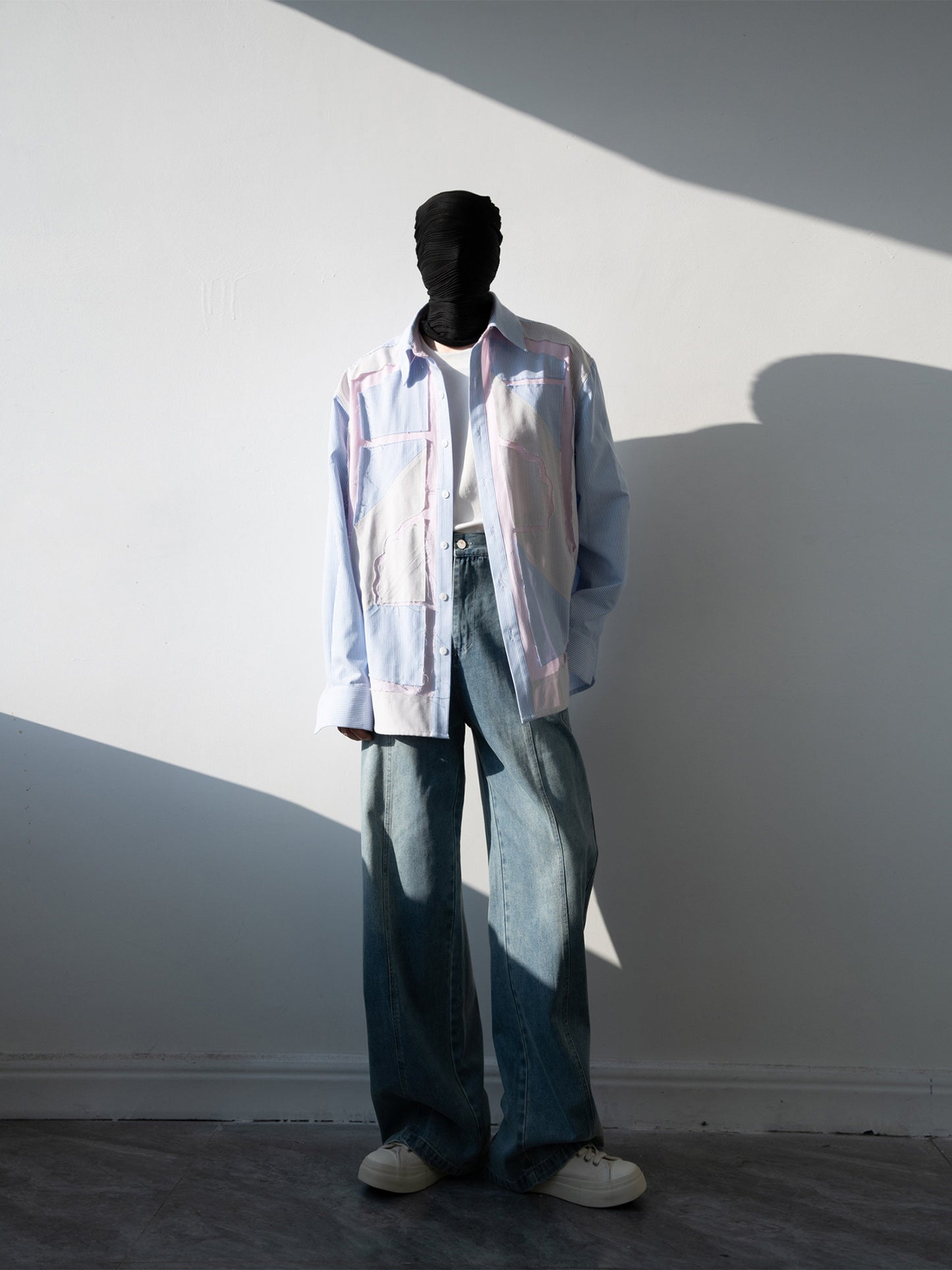 Color Block Striped Oversize Long Sleeve Shirt WN23842