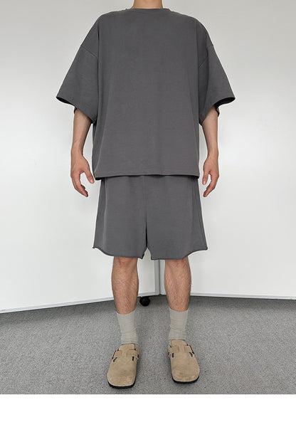 Comfortable Oversize Short Sleeve T-Shirt & Wide Leg Half Pants Setup WN15153