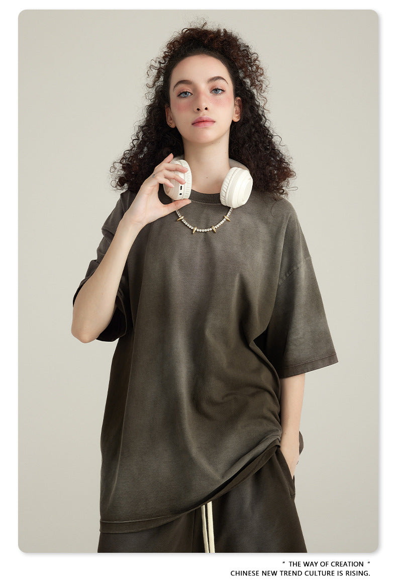 Washed Oversize Short-sleeve T-shirt WN6443