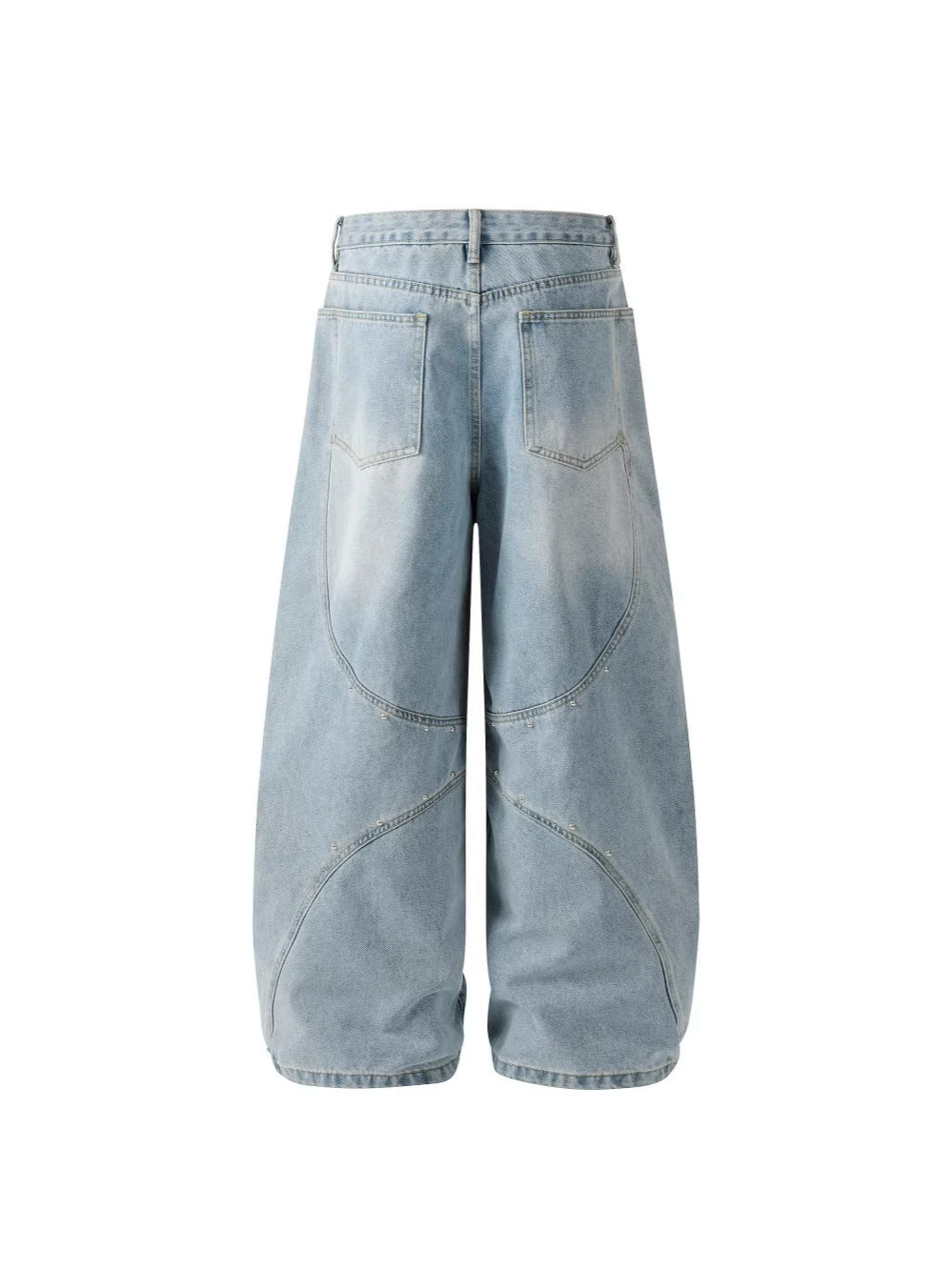 Metal Stud Curved Wide Leg Denim Jeans WN27847
