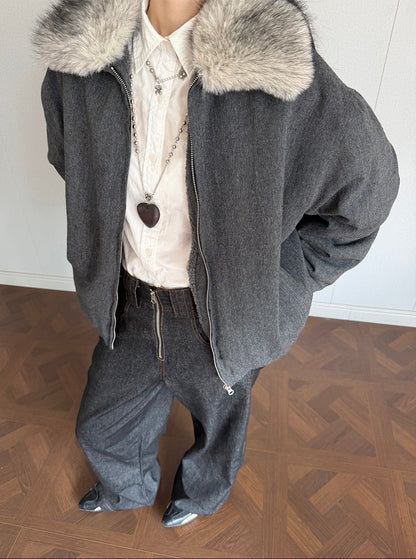 Detachable Fake Fur Collar Puffer Jacket WN21922