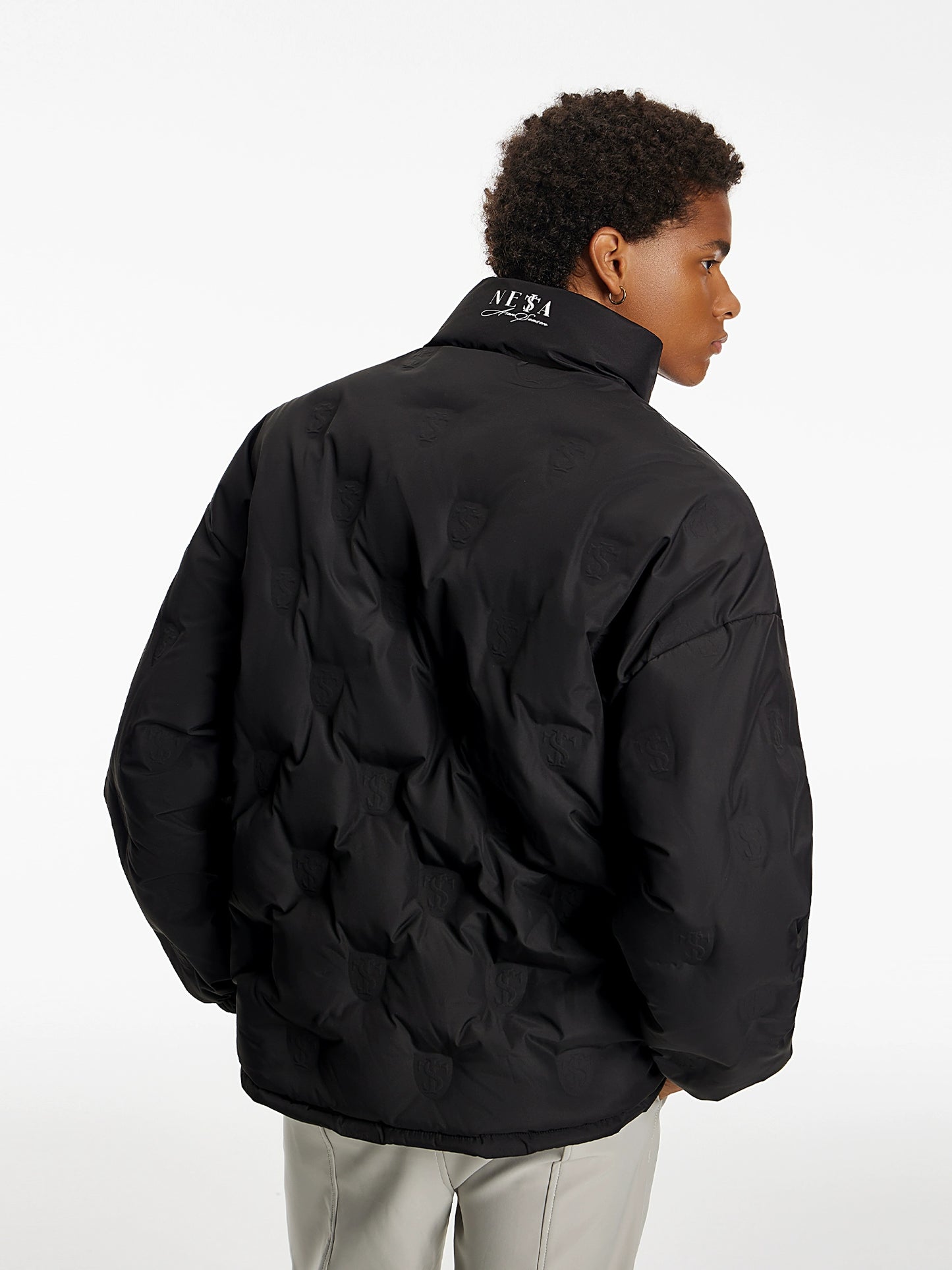 All-Over Embossed White Duck Down Jacket WN11944