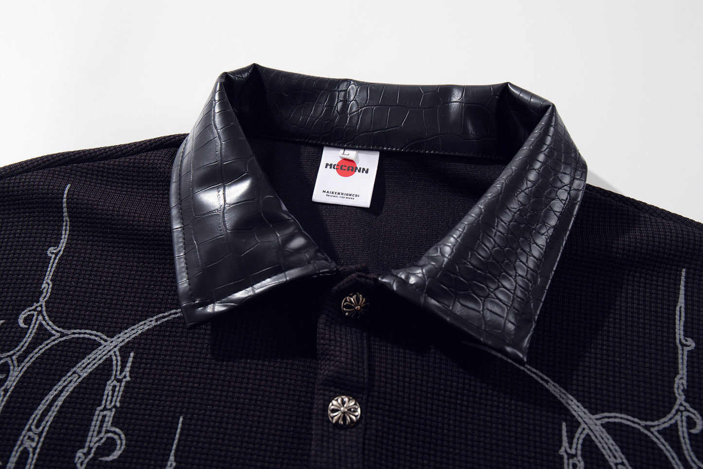 Thorn Waffle Patchwork Short Sleeve Polo Shirt WN25604