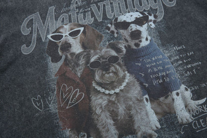 Washed Dog Graphic Cotton Oversize Short Sleeve T-Shirt WN25739