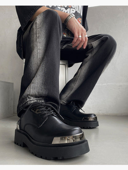 Chunky Platform Metal Toe Lace-Up Shoes WN24529