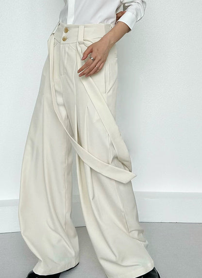 Strap Design Wide Leg Trousers WN19672