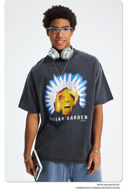 Washed Graphic Print Oversize Short Sleeve T-Shirt WN16249