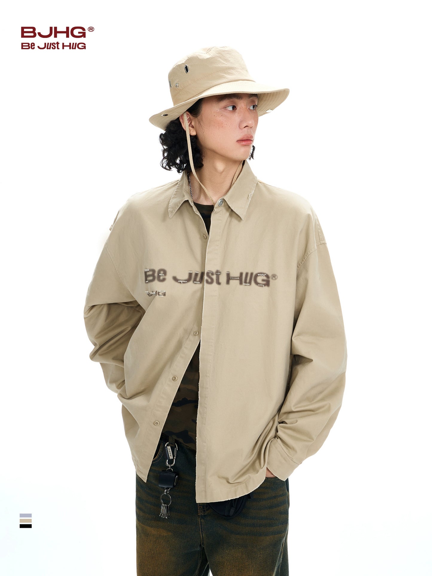 Oversize Long Sleeve Cotton Shirt Jacket WN9728