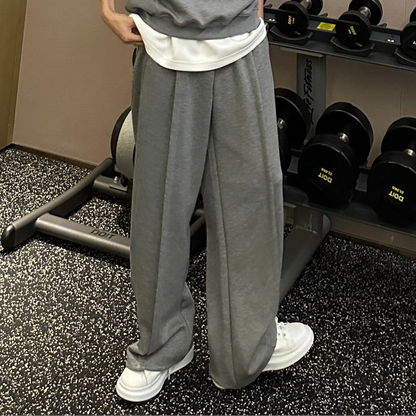 Hooded Shoulder-pad Pullover Hoodie & Layering Short Sleeve T-Shirt & Air Layer Cotton Sporty Wide Leg Pants Setup WN25225