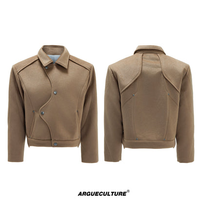 Deconstructed Asymmetric Thick Wool Short Jacket WN21724