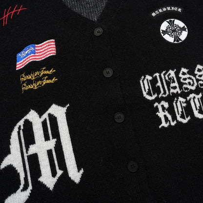 Patch Embroidery Knit Cardigan WN21853