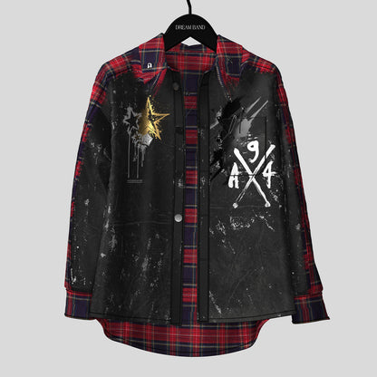 Patchwork Graffiti Washed Long Sleeve Shirt WN27155