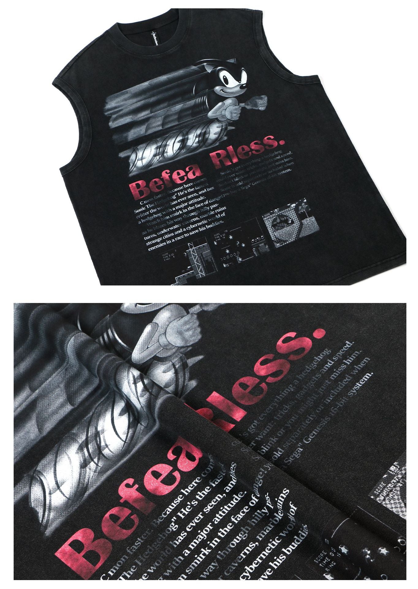 Character Letter Print Sleeveless T-Shirt WN26223