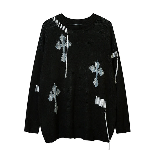 Embroidery Oversize Knit Sweater WN5461