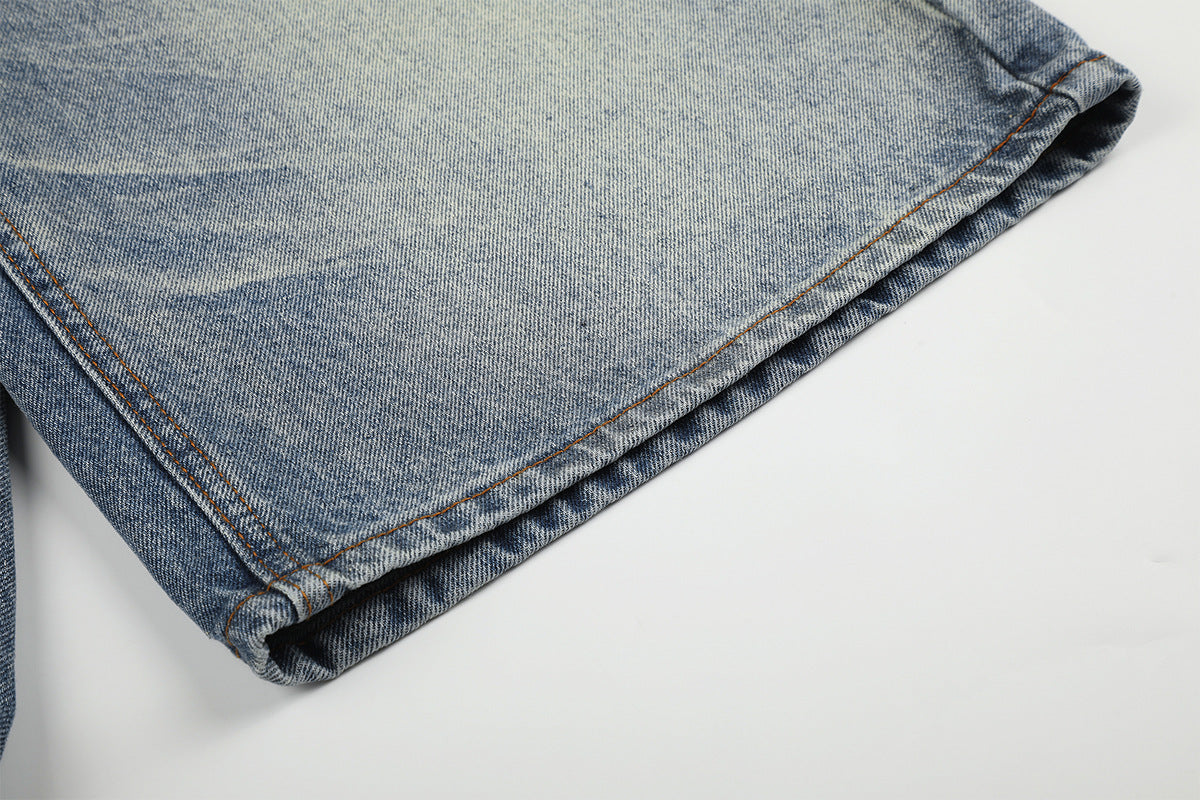 Washed Whisker Denim Half Jeans WN25790