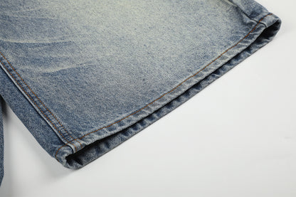 Washed Whisker Denim Half Jeans WN25790