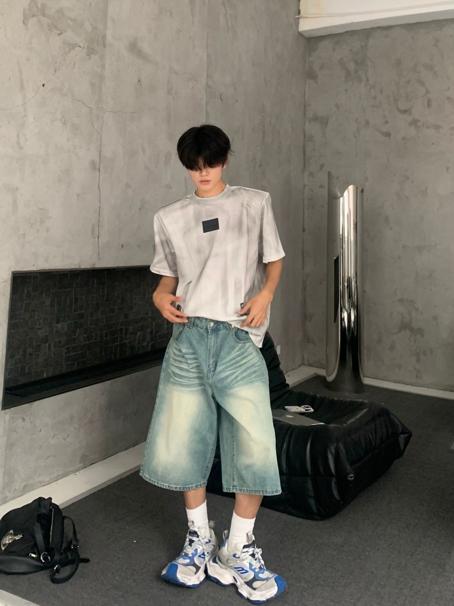 Deconstructed Metal Zipper Design Short Sleeve T-Shirt WN19780