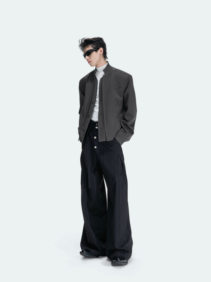 Deconstruction Fake Layered Single-Breasted Cropped Tailored Jacket WN27044