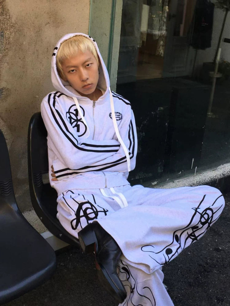 Embroidery Patchwork Zipper Hoodie WN19098