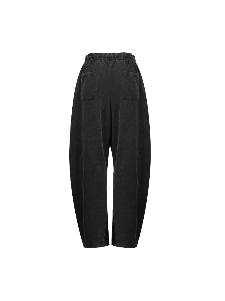 Washed Curved Design Wide Leg Sweatpants WN18891