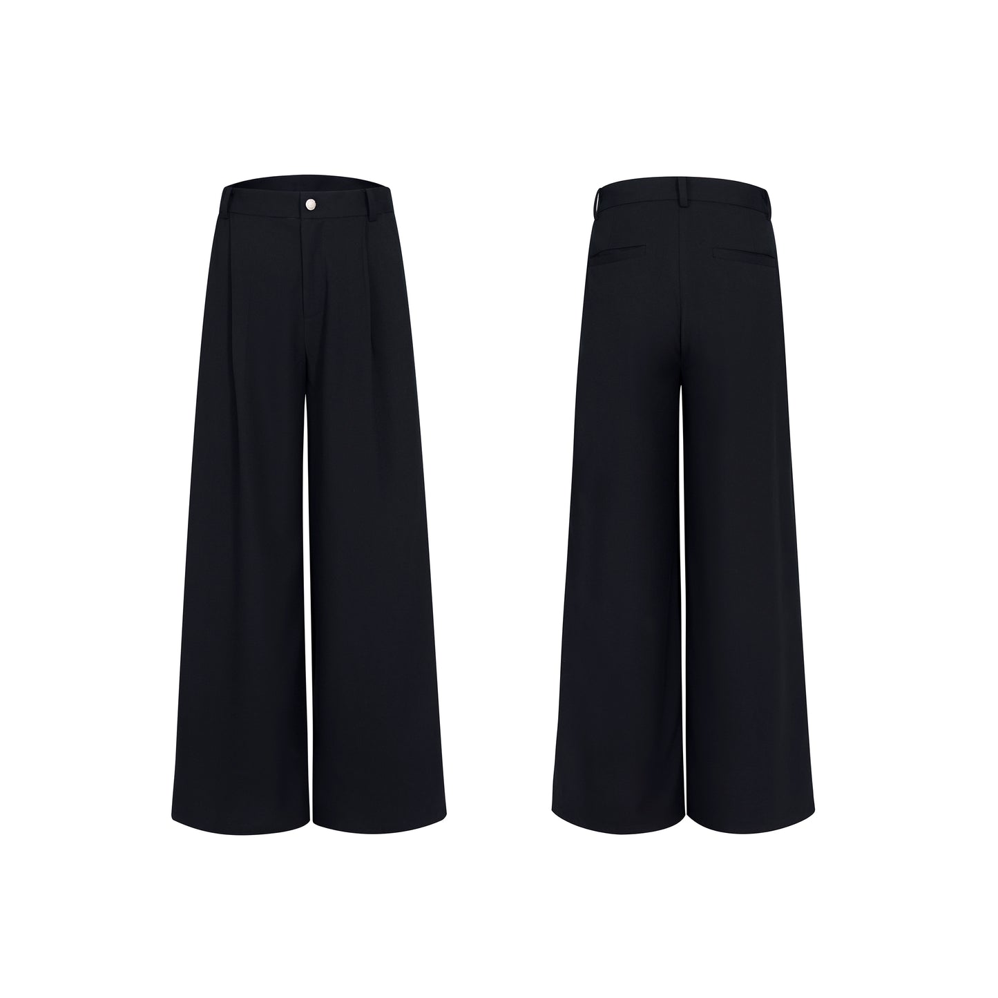 Detachable PU Leather Collar Wool Tailored Jacket & Straight Leg Pants Setup WN21772