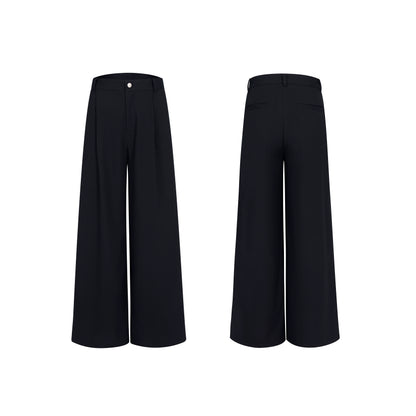 Detachable PU Leather Collar Wool Tailored Jacket & Straight Leg Pants Setup WN21772