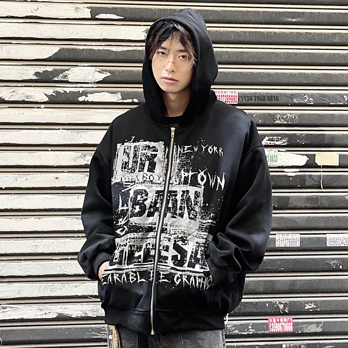 Tie-Dye Damage Heavyweight Oversize Zipper Hoodie WN24275