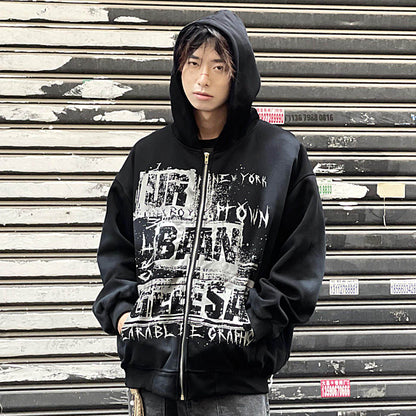 Tie-Dye Damage Heavyweight Oversize Zipper Hoodie WN24275