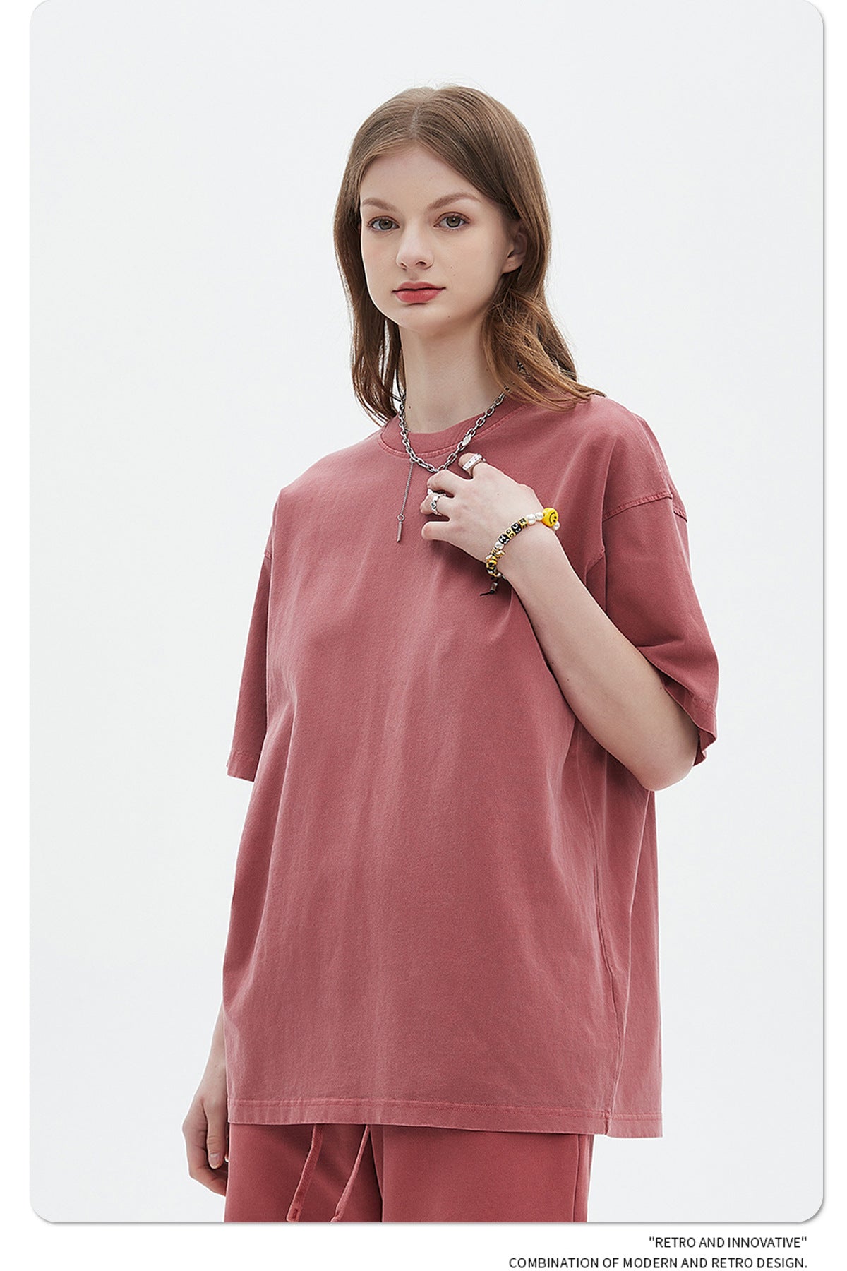 Oversize Washed Short-sleeve-T-shirt & Washed Short Sweatpants Setup WN6633-K