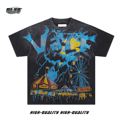 Graphic Art Letter Print Short Sleeve T-Shirt WN26428