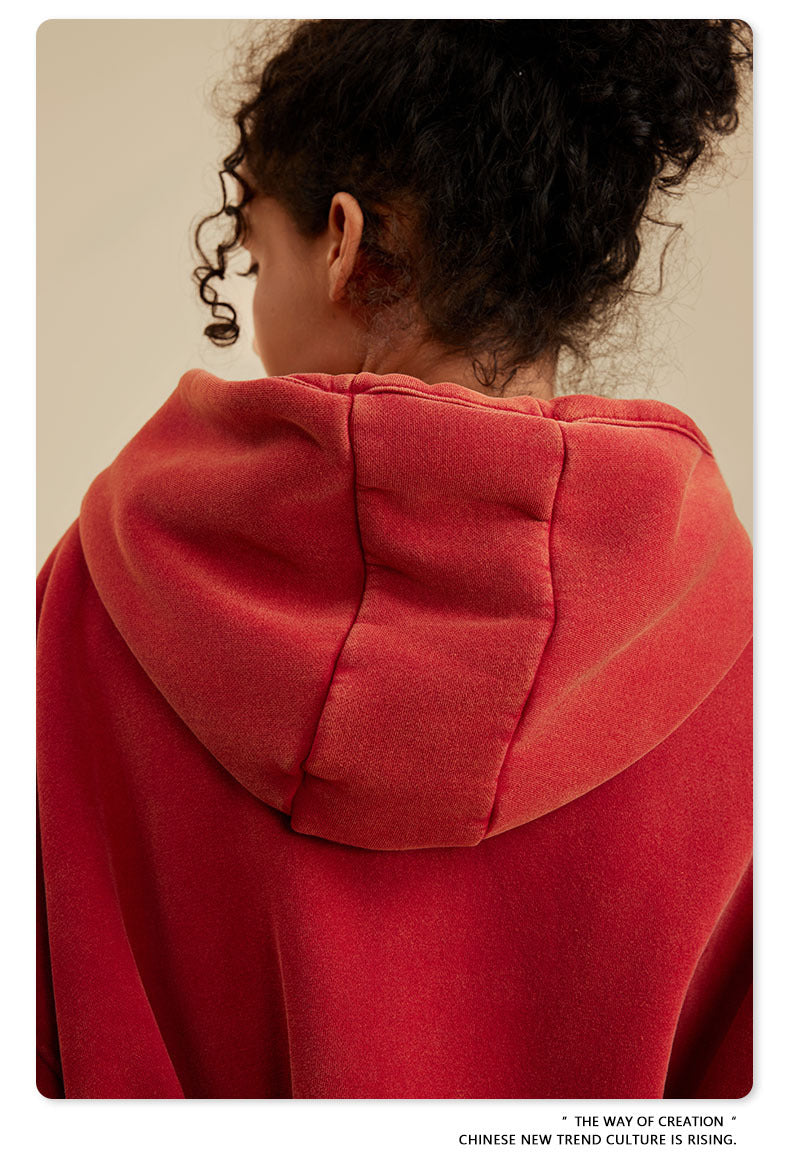 Oversize Washed Zipper Hoodie WN6461