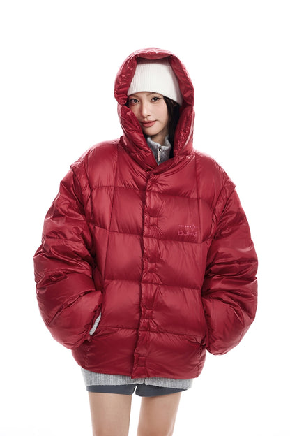 White Duck Down Hooded Puffer Jacket WN9757