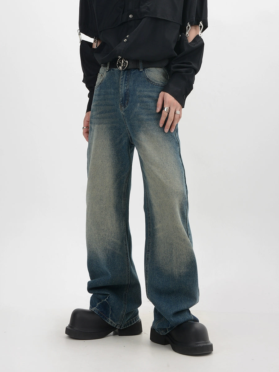Washed Gradient Straight Denim Jeans WN6137