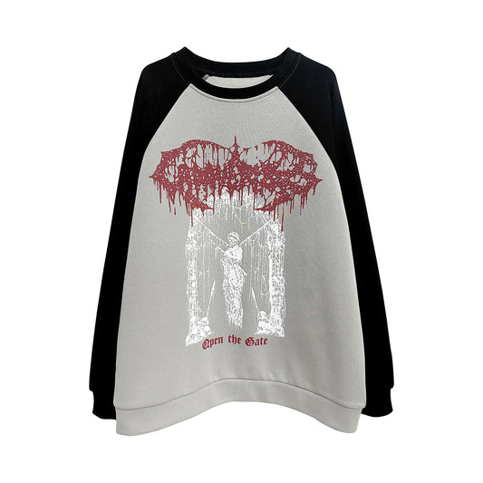 Raglan Sleeve Graffiti Print Pullover Sweatshirt WN15588
