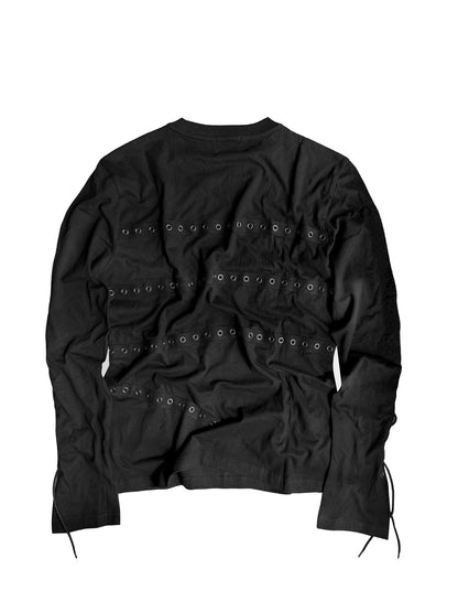 D-Ring Lace-Up Deconstruction Long Sleeve T-Shirt WN27066