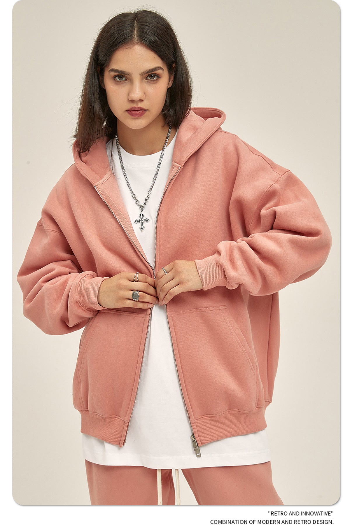 Oversize Heavyweight Zipper Hoodie & Heavyweight Sweatpants Setup WN6640