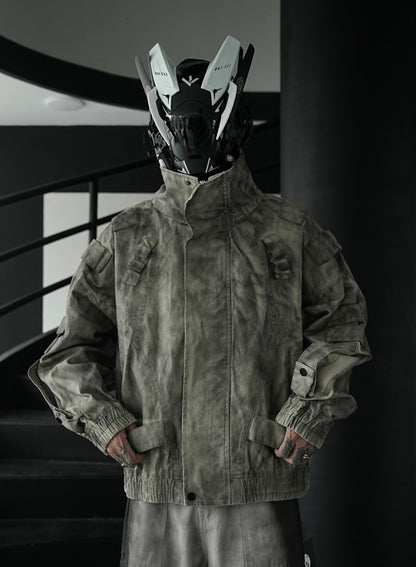 Oversize Stand Neck Multi-Pocket Jacket WN27910