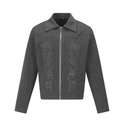 Floral Embroidery Short Length Lapel Jacket WN24273