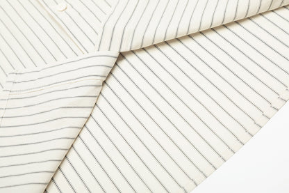 Embroidery Striped Turn-Down Collar Short Sleeve Shirt WN18537