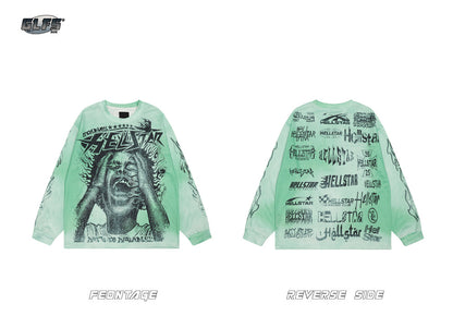 Artwork Face Graphic Long Sleeve T-Shirt WN26469