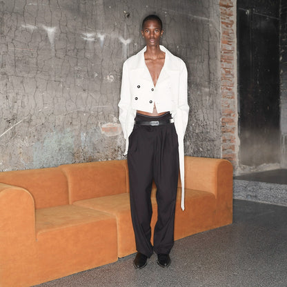 3D Cut Damage Straight Leg Trousers WN21277