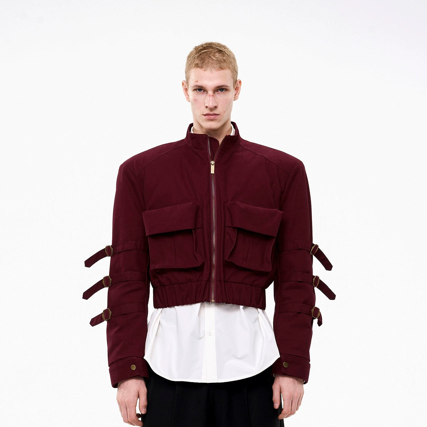 Stand Neck Strap Multi-Pocket Zipper Jacket WN21810