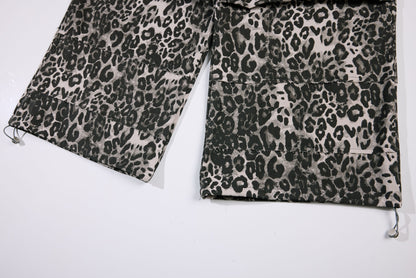 Leopard Print Wide Leg Cargo Pants WN26043