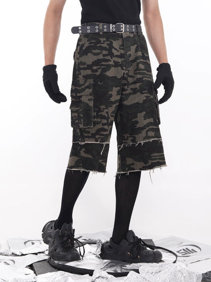 Camouflage Cargo Patchwork Half Pants WN18723